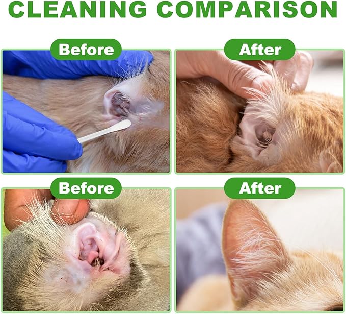 twoworld Pet Ear Swabs,2-in-1 Pet Ear Cleaning Liquid Swabs,Cat & Small Dog Ear Cleaner Swabs,Ear Cleaner Solution for Dogs and Cat for Daily Ear Cleaning Removes Wax, Dirt, & Odor (100)