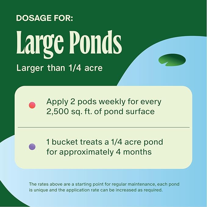 Pond Water Treatment Pods - 2X Strength Beneficial Pond Water Treatment w/Barley Straw for Reducing Sludge and Odors in Koi Ponds and Natural Ponds - Safe for Fish, Pets, & Swimming - 5lb.