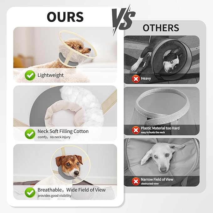 Soft Dog Cone Collar to Stop Licking-Adjustable Comfortable Mesh Recovery Collar After Surgery for Small or Miniature Dogs, Alternative to Plastic Elizabethan Collars for Neuter Incision Care (Grey,M)