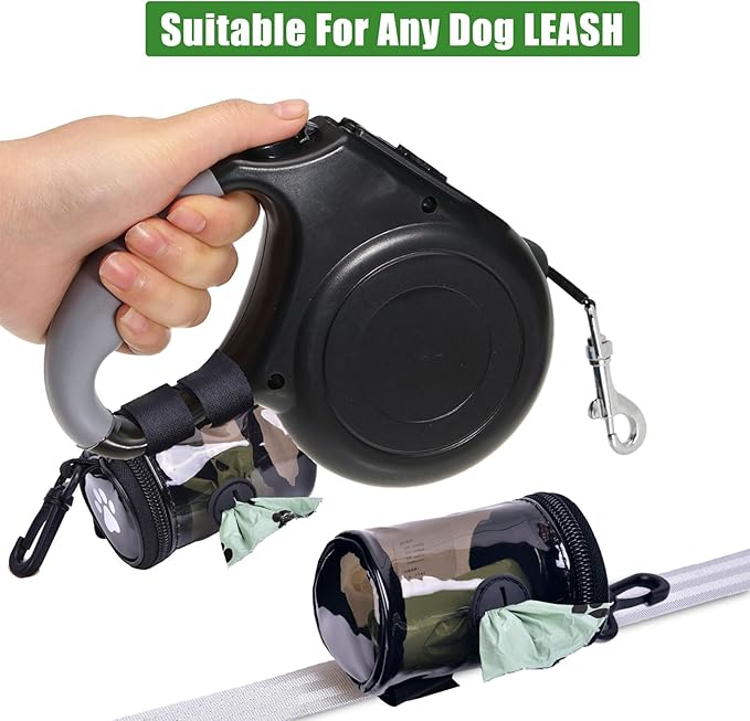 Dog Waste Bag Dispenser Poop Bag Dispenser for Leash Accessory dog Poop Bag Holders Fits Dog Leash Include Hand Free Holder, Clear, No-PUXYB