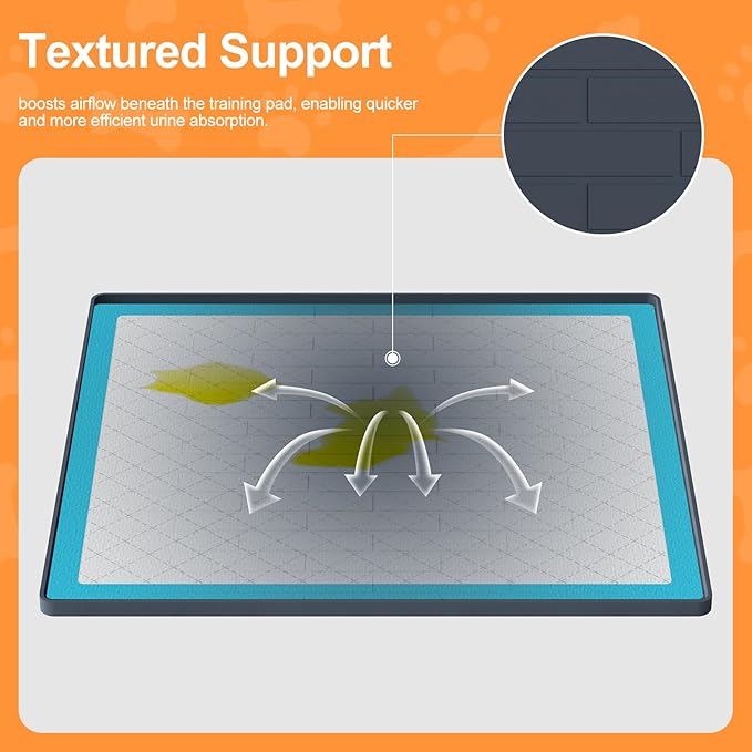 Pee Pad Tray Holder for Dogs,Non-Slip Silicone Dog Puppy Pad Holder,24 x 24 Square Puppy Potty Training Pads,No Spill Raised Lip High Edge,Portable, Leak-Proof Mat Trays for Indoor Floor Protection