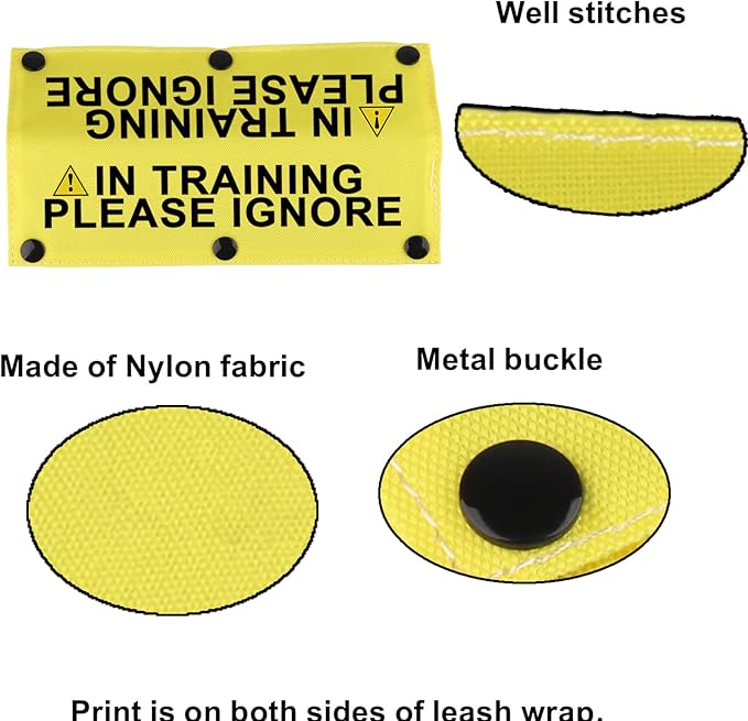 Funny Dog Leash Sleeve in Training Please Ignore Dog Leash Wrap Sleeve Alert Tag Pet Birthday Gift (Training Please Ignore-YE Sleeve)