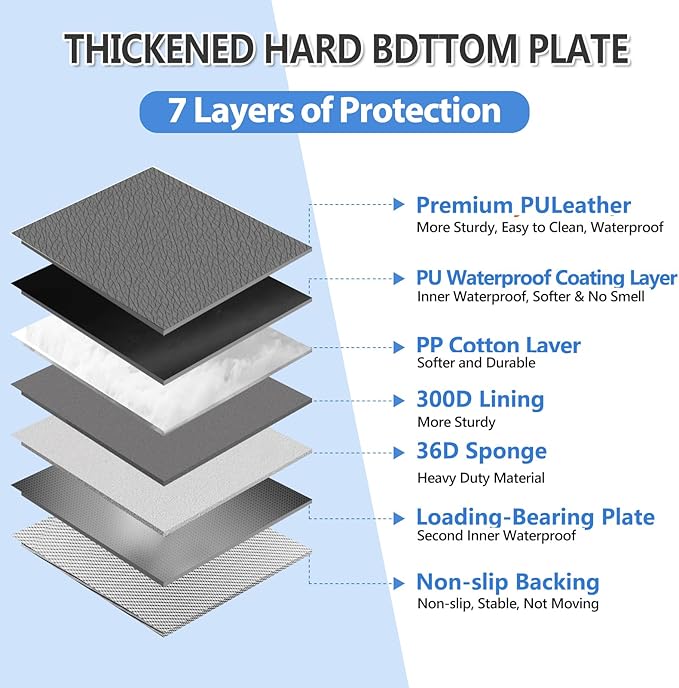 Hard Bottom Dog Car Seat Cover for Back Seat – Waterproof Nonslip Hammock Extender for Trucks & SUVs, Heavy Duty Pet Protector, Gray Faux Leather