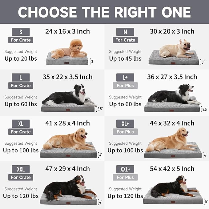 OhGeni Orthopedic Waterproof & Machine Washable Dog Bed for Medium Large Pets, Suitable for Crates, Cat Mat with 25D Egg Crate Foam, Non-Slip Bottom & Removable Cover, 35 Inches(Brown)