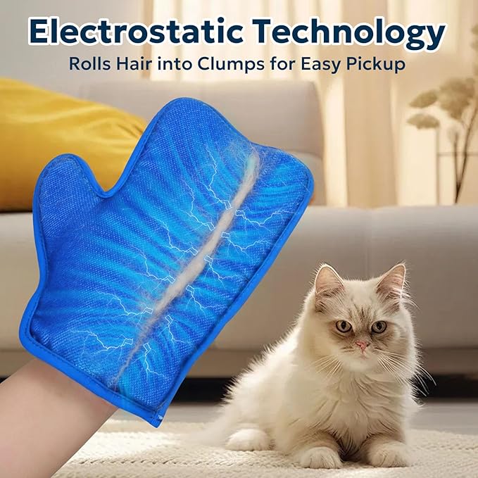 Pet Hair Removal Glove - Electrostatic Gloves for Pet Hair, Portable & Reusable Dog & Cat Fur Remover Tool for Couch, Clothes, Furniture, Carpet, and Car Seats,1 PCS