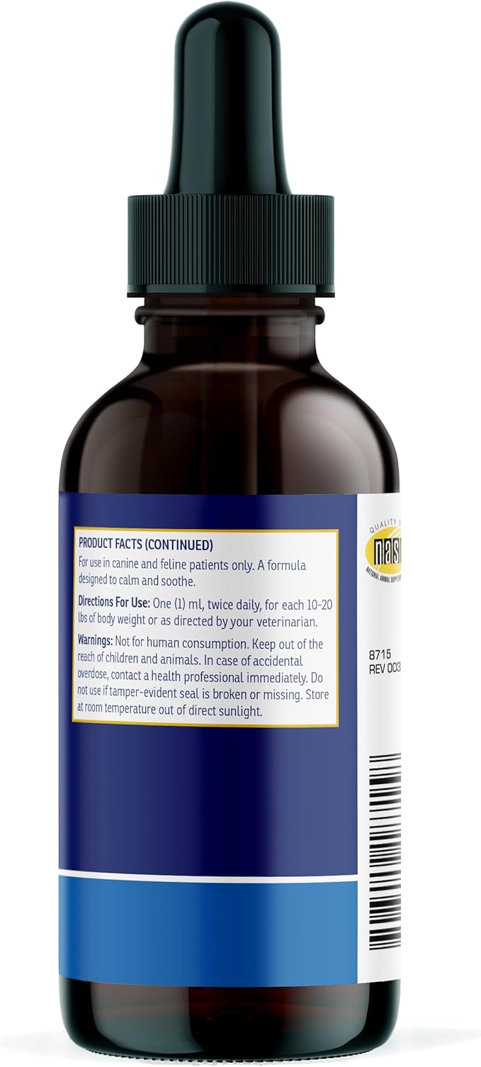 Rx Vitamins Liquid NutriCalm Cat & Small Dog Anxiety Relief - Sleep Aid - Calming Supplement - Dog Bark Control & Stress Relief - Salmon Flavor - 4 oz