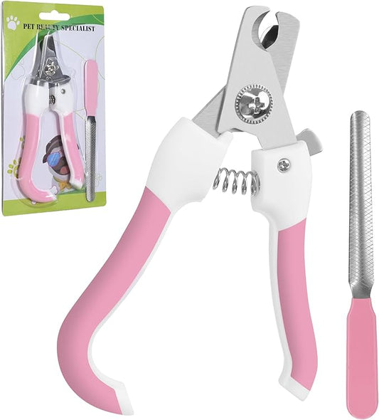 Pet Nail Clippers and Trimmers for Dogs and Cats, Professional Grooming Tool with Safety Guard, Sharp Blades, Free Nail File, Avoid Overcutting, Suitable for Small and Large Pets (Pink)