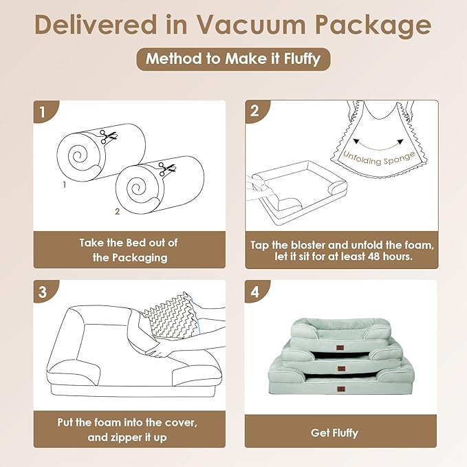 EHEYCIGA Orthopedic Large Dog Bed, Waterproof Memory Foam, Non-Slip Bottom, Sage Green, 41"L x 27"W x 6.5"Th