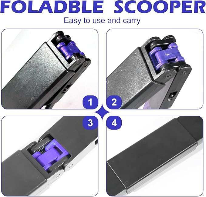 Pooper Scooper with Bags, 28" Long Handle Dog Poop Scooper for Large Medium Small Dogs, Durable Spring and High Strength Material Foldable Waste Pickup Tool for Easy Grass and Gravel Pick Up, Blue