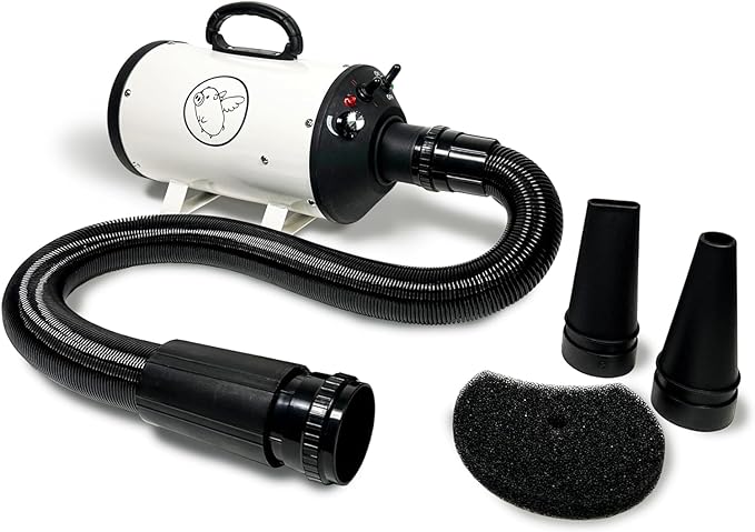 Flying Pig High Velocity Dog Pet Grooming Dryer w/Heater (Flying One, White w/Black Logo)