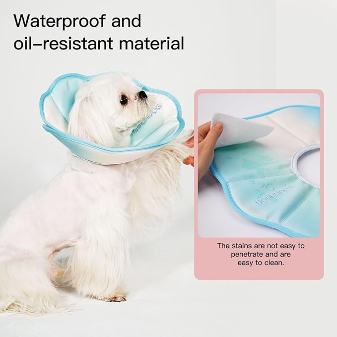 Touchdog Foldable Dog Cone Collar for Cats & Dogs - Adjustable Soft Recovery Collar with Waterproof PU Coating, Lightweight Design, 24.5cm/9.6in Wide Barrier (Blue Gradient Color, XS)