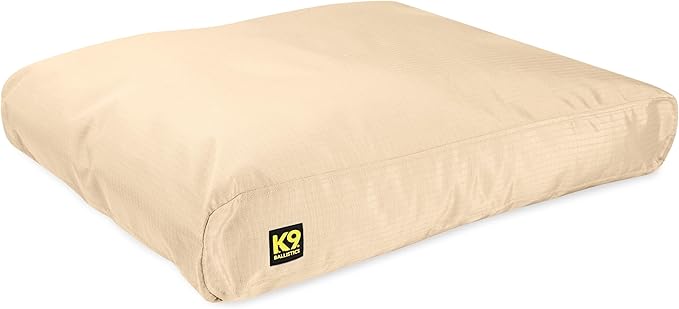 K9 Ballistics Tough Rectangle Pillow Medium Dog Bed - Removable Cover, Washable, Durable & Water Resistant Dog Bed Made for Medium Dogs 33" x 27", Sandstone