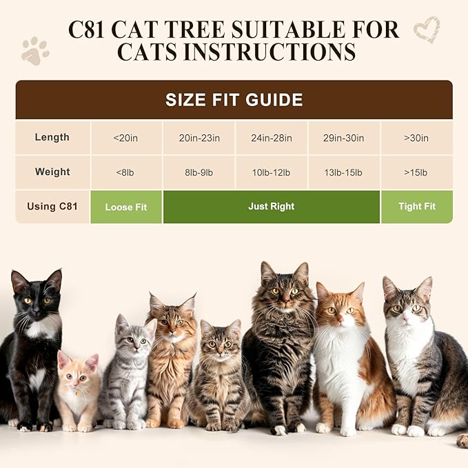 Globlazer Artistic Curved Cat Tower for Small Cats (Under 12 lbs), 81-inch Slim Design Cat Tree with Space-Saving Design, Indoor Cat Condo with Hammock & Tunnel, C81, Dark Gray, Non-Large Cats