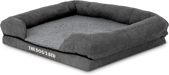The Dog’s Bed, Small Plush Grey, Memory Foam, Pain Relief: Arthritis, Hip & Elbow Dysplasia, Post Surgery, Lameness, Supportive, Calming, Waterproof Washable Cover, Veterinary Approved