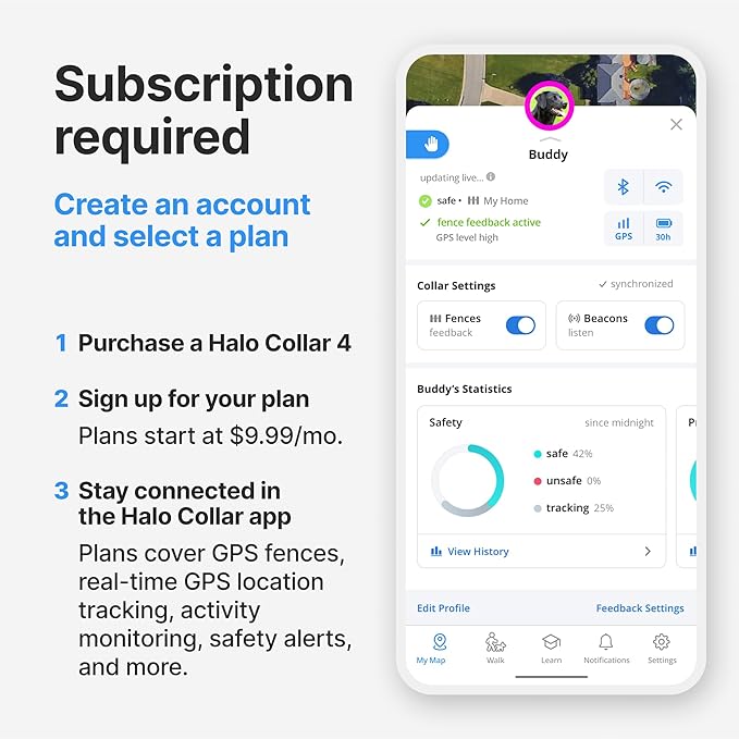 Halo Collar 4, All New GPS Wireless Dog Fence & Dog Training Collar with GPS Tracker, Subscription Required, Waterproof, One Size, Graphite