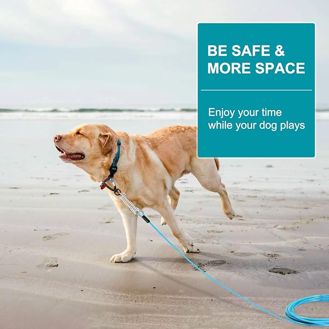 Snagle Paw Dog Tie Out Cable 30FT-1000LBS Break Strength,Heavy Duty Dog Leads for Yard with Shock Absorbing Spring & Swivel Hook,Long Leash Cable for Outdoor Tethering,Dog Line for Small Large Dogs