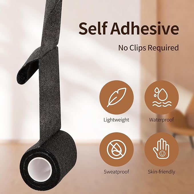 PHYTOP 12 Rolls Self Adhesive Bandage Wrap, Cohesive Bandage 4 inches x 5 Yards, Sports Wrap Tape, Also for Horses & Dogs as Breathable Vet Wrap (Black)