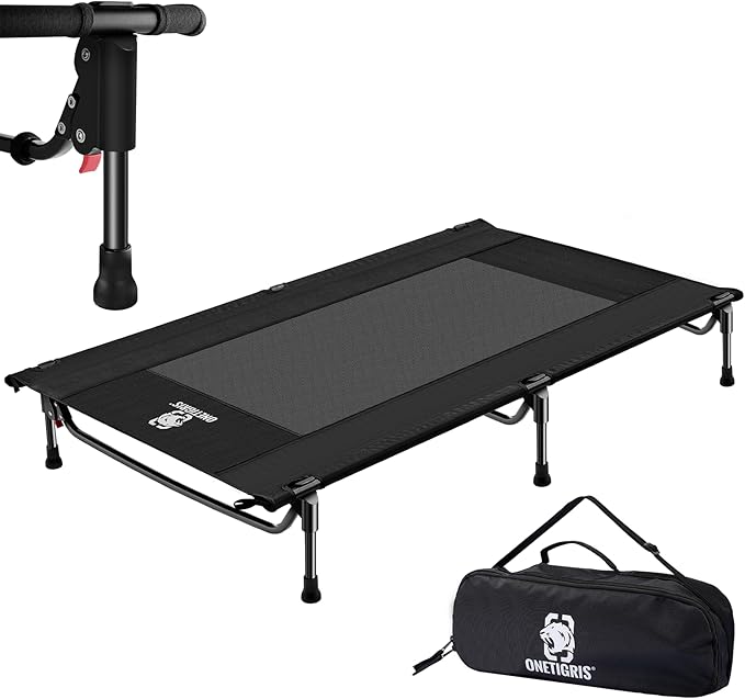 ONETIGRIS Elevated Dog Bed, Outdoor Dog Cod Large Raised Dogs Bed with Chew Proof Mesh, No-Slip Portable Dogs Cot Bed for Indoor & Outdoor Portable