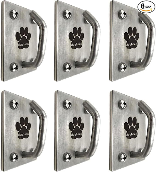 Canine Hitch- Secure Dog Leash Parking Mounted Indoor – Outdoor Wall Hook - Tie Out Stainless Steel Practical Lead Management for Home & Business, Ultimate Strength 6 Packs