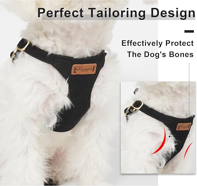 Puppytie No Pull Small Dog Harness with Multifunction Dog Leash,Lightweight Soft Adjustable No Choke Escape Proof Pet Harness Vest Pet Harness Vest,Black,M