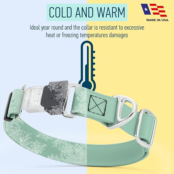 Dogline Biothane Waterproof Dog Collar with Herm Sprenger Stainless Steel Quick Release Buckle – Heavy Duty Tactical Durable Collar for Dogs – Comfortable and Safe Pet Collar, W 1" L 15-25" Sage Green