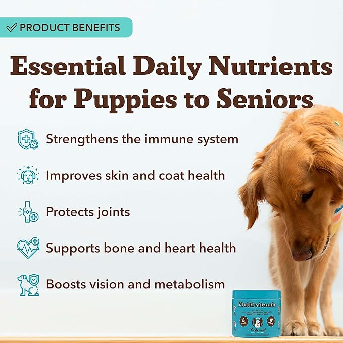 Natural Dog Company 25 in 1 Multivitamin Chews (180 Pcs) Dog Vitamins & Supplements, Peanut Butter & Bacon Flavor, Dogs, Supports Immune System, Antioxidant, Vitaminas para Perros, Multi Dog Families