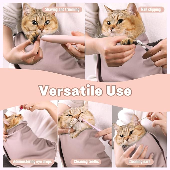 Paw Legend 21.7" Cat Wrap for Grooming Cat Wrap for Cutting Nails Cat Restraint for Nail Clipping Self Adhesive Blanket Restraint Cloth for Cats Within 6lbs