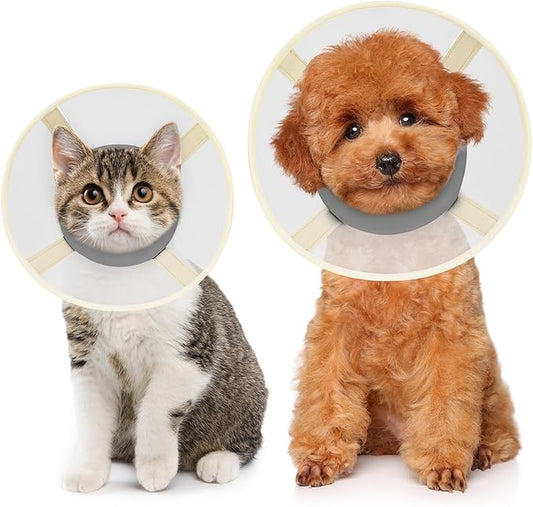 Soft Dog Cone Collar to Stop Licking-Adjustable Comfortable Mesh Recovery Collar After Surgery for Small or Miniature Dogs, Alternative to Plastic Elizabethan Collars for Neuter Incision Care (Grey,L)