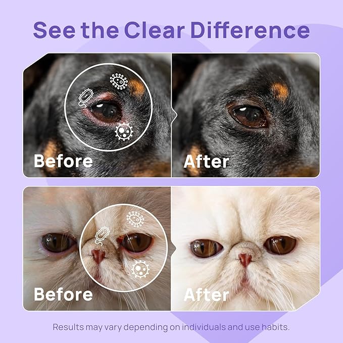 HICC PET Dog Eye Drops, Eye Drops for Dog Care & Cat Care, Soothe Allergy, Relieve Dry Eyes Pink Eyes, Pet Tear Stain Cleaner (2 x 5.1 fl oz)