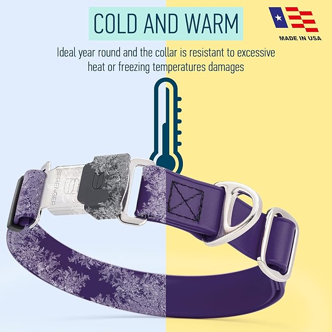 Dogline Biothane Waterproof Dog Collar with Herm Sprenger Stainless Steel Quick Release Buckle – Heavy Duty Tactical Durable Collar for Dogs – Comfortable and Safe Pet Collar, W 1" L 15-25", Purple