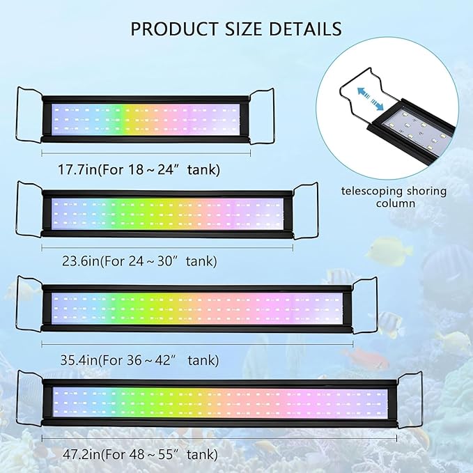 45W LED Aquarium Light for Plants,Full Spectrum Fish Tank Light with Timer,24/7 Lighting Cycle,Daylight Moonlight Mode Aquarium LED Light for 36 to 42 Inch Freshwater Planted Tank