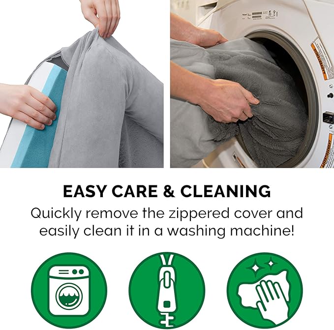 Furhaven Cooling Gel Dog Bed for Large/Medium Dogs w/ Removable Bolsters & Washable Cover, For Dogs Up to 55 lbs - Plush & Suede Sofa - Gray, Large