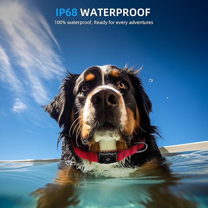 Upgraded AirTag Dog Collar, IP68 Waterproof Air Tag Dog Collar Holder, Reflective, Ultra-Durable, Comfortable Padded, Heavy Duty Dog Collars for Small Medium Large Dogs (L (14.8"-20.3"), Red)