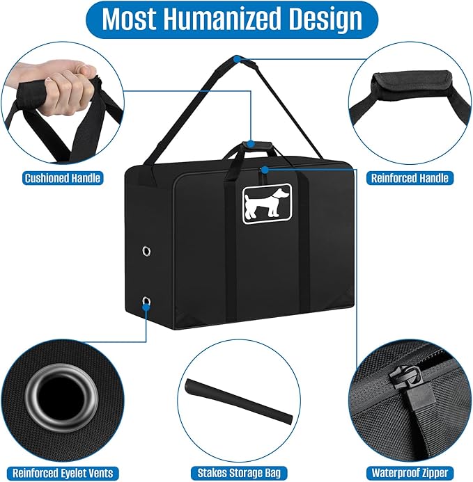 SIRUITON Dog Playpen Storage Bag Fits 40" H 8 Panels and 9 Stakes, Heavy Duty 600D Oxford Fabric Suitable for Foldable Exercise Pet Playpen, Dog Fence Travel Bag with Reinforcing Plate & Shoulder