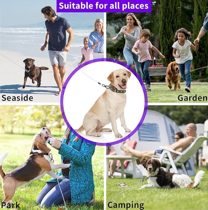 Dog tie Out Cable, 10/20/25/30/50/70/100 feet, Suitable for Dogs up to 350 pounds, Dog Cable with Swivel Buckle, Lightweight, Non-Winding, for Outdoor Camping, Yard Dog Cable (White, 100FT)