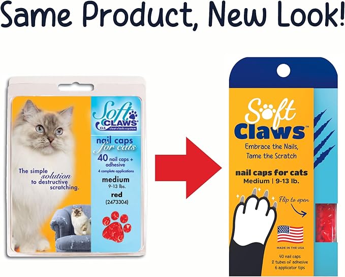 Soft Claws Cat Nail Caps for Small Cats–(40 Caps, Silver Sparkle)-Made in USA-Veterinarian-Developed, Non-Toxic| Protects Furniture & Skin-Easy to Apply, Long-Lasting Anti-Scratch Soft Cat Claw Covers