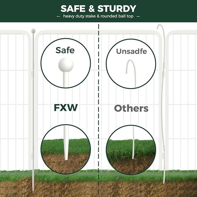 FXW Rollick Unleashed Dog Playpen for Indoor, Yard, RV Camping, 32 inch 16 Panels for Medium and Large Dogs, White│Patented