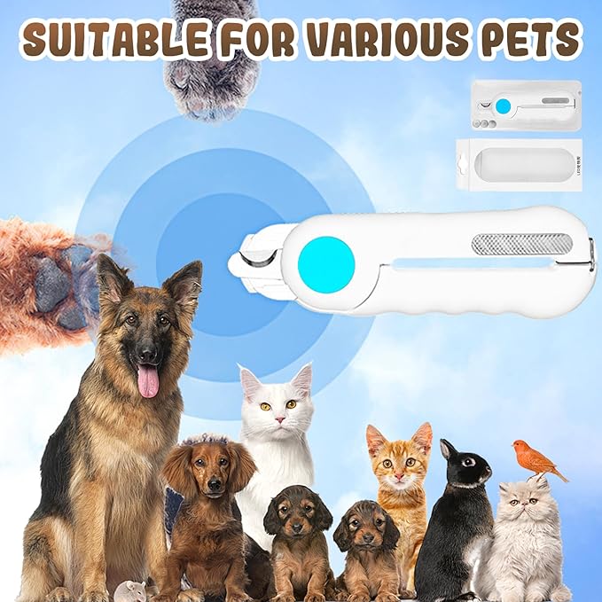 Pets Nail Clippers with Light, Cat Dog Nail Clippers with Built-in Nail File, Sharp Blades, Portable Cat Nail Clipper, Cats Claw Trimmer, Adjustable Claw Clippe for Cats (Style A)