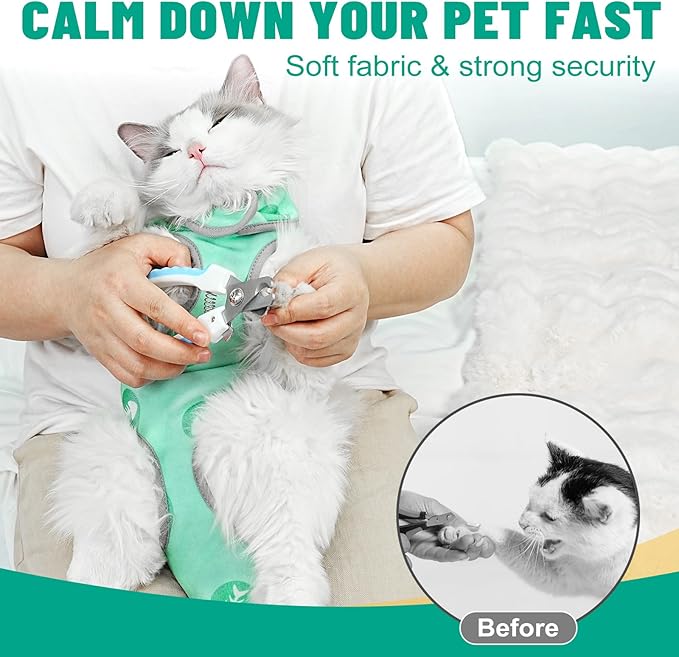 Supet Cat Grooming Hammock, Self-Adhesive Cat Nail Clipper Hammock, Soft Fabric Cat Wrap for Cutting Nails, Quickly Calm Down for Medicine, Teeth Brushing, Ear Cleaning