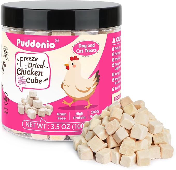 Freeze Dried Cats & Dogs Raw Treats, All Natural Single Ingredient Chicken Breast, High Protein Healthy Pet Training Treats or Food Topper, 3.5 oz