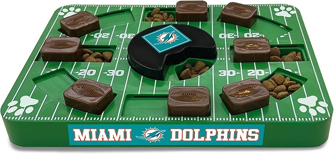 Pets First NFL Miami Dolphins Puzzle, Interactive Dog Treat Puzzle Toy