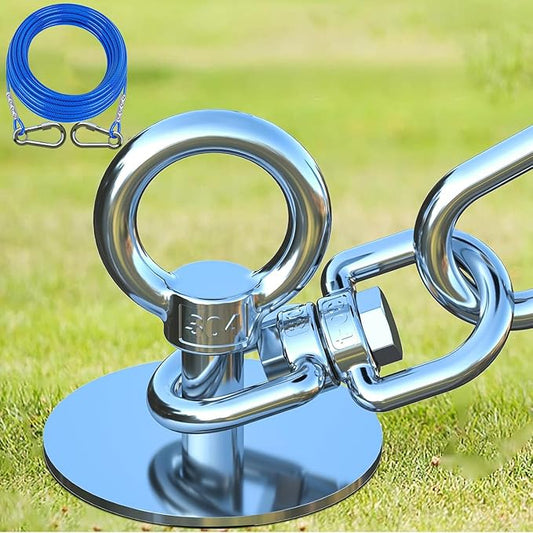 TOPKNOT Dog Tie Out Cable and Stake,(up to 200lbs) 30 ft Heavy Duty Cable,360°Swivel Run- No Tangle,Runner for Yard,Ideal for Outdoor Camping