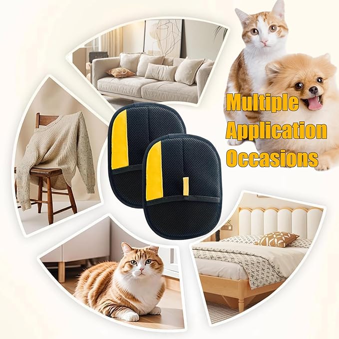 Pet Hair Removal Glove-2 Pack Reusable Electrostatic Pet Hair Remover Glove, Pet Hair Removal Tool for Cats & Dogs - Suitable for Couch, Clothing, Carpet, Furniture, Car Seats