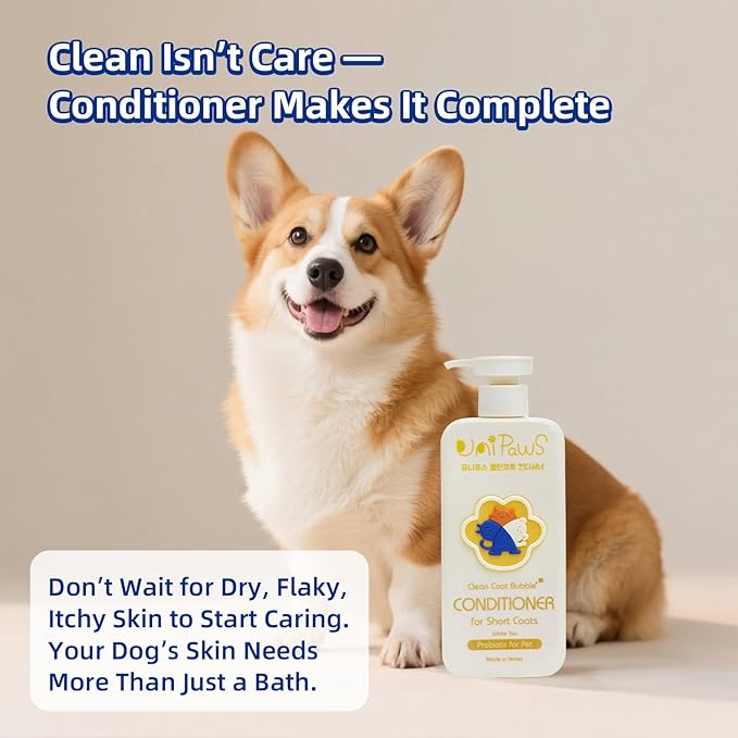 Unipaws Probiotic Short-Haired Dog Conditioner – Degreasing, Soothing & Anti-Shedding for Red, Itchy Skin, Vegan Calendula, Coconut & Oatmeal – EWG Green & Medicated, Made in Korea, 16.9 Fl Oz