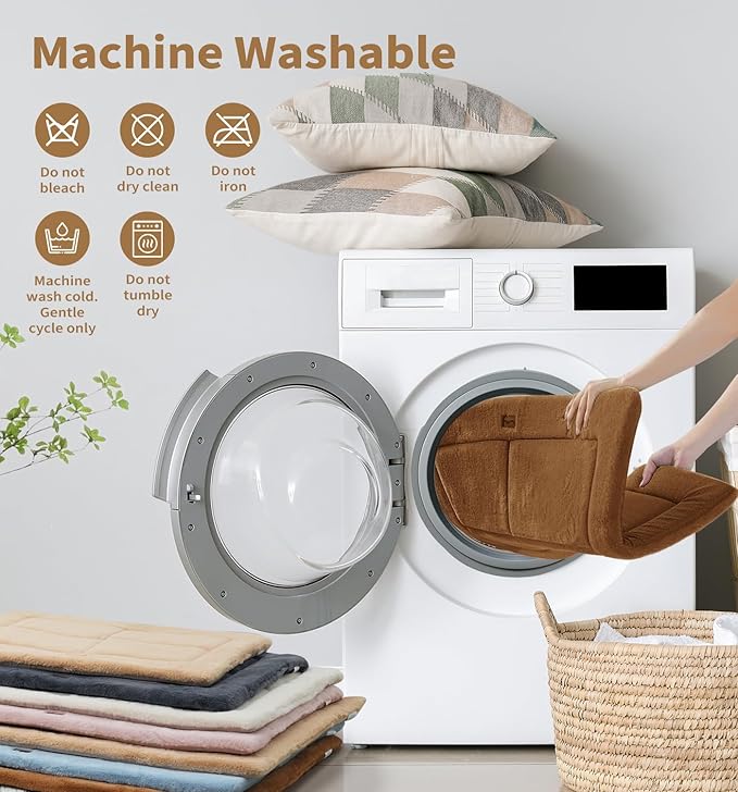 Made4Pets Dog Crate Pad Bed for Large Dogs, Washable & Reversible, Anti-Slip Kennel Mat for Cozy Sleeping, Soft Fluffy Dog Bed for Indoor & Outdoor Use, 44"x32", Brown