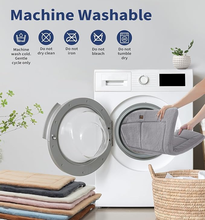 Made4Pets Dog Crate Pad Bed for Large Dogs, Washable & Reversible, Anti-Slip Kennel Mat for Cozy Sleeping, Soft Fluffy Dog Bed for Indoor & Outdoor Use, 41"x29", Gray