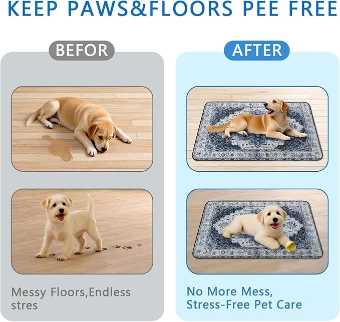 Washable Pee Pads for Dogs 2 Pack, Absorbent Reusable Puppy Pads Waterproof, Leakproof & Non-Slip Whelping Pad, Potty Training Pads for Dogs Playpen Mat 24x36