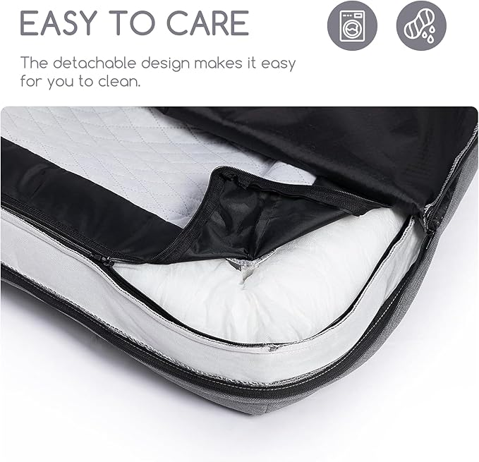 Hollypet Orthopedic Dog Bed for Large Dogs, Supportive Foam Pet Couch with Removable Washable Cover and Non-Slip Bottom, Waterproof Lining Dog Sofa Bed, Gray, L (36 * 26 * 8)