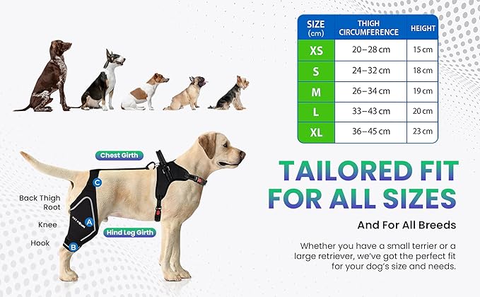 Dog ACL Knee Brace for Back Left Leg - with Integrated Harness - for Cruciate Ligament Injuries, Patellar Luxation, Post-Surgery Recovery. Durable, Breathable Material, Eases Pain - (XLarge)