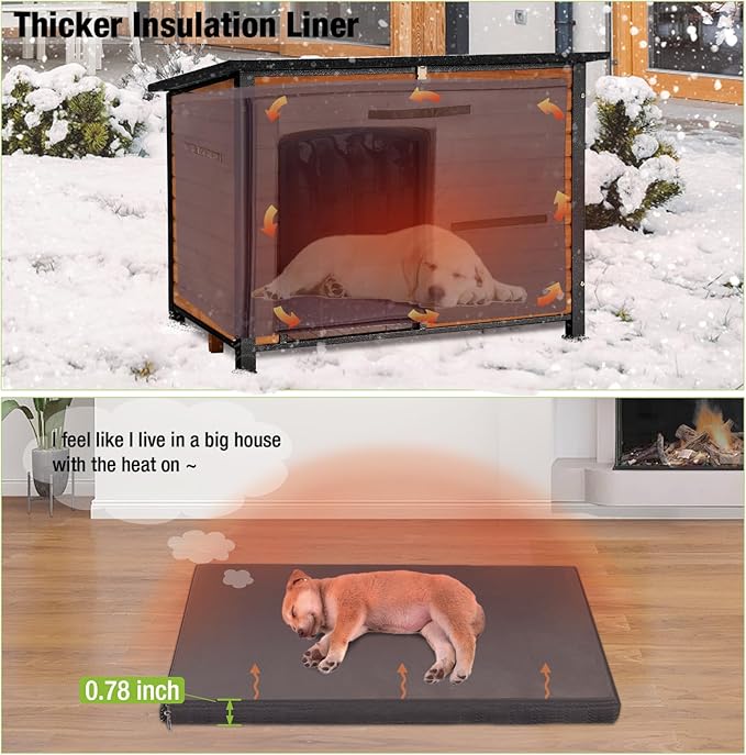 GUTINNEEN Dog House Insulated Outdoor Dog Kennel with Liner for Winter Large